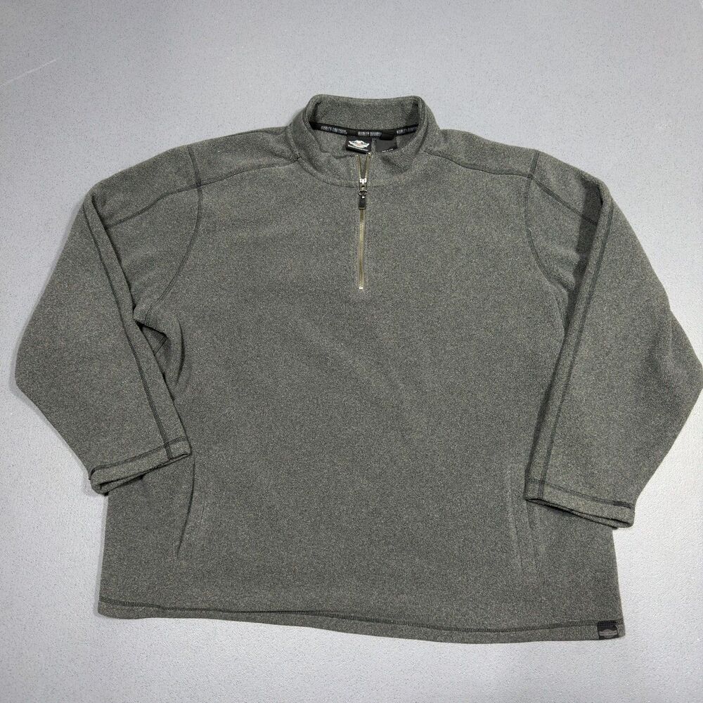 Harley Davidson Quarter Zip Fleece Sweater Mens 2XL Charcoal Grey Biker